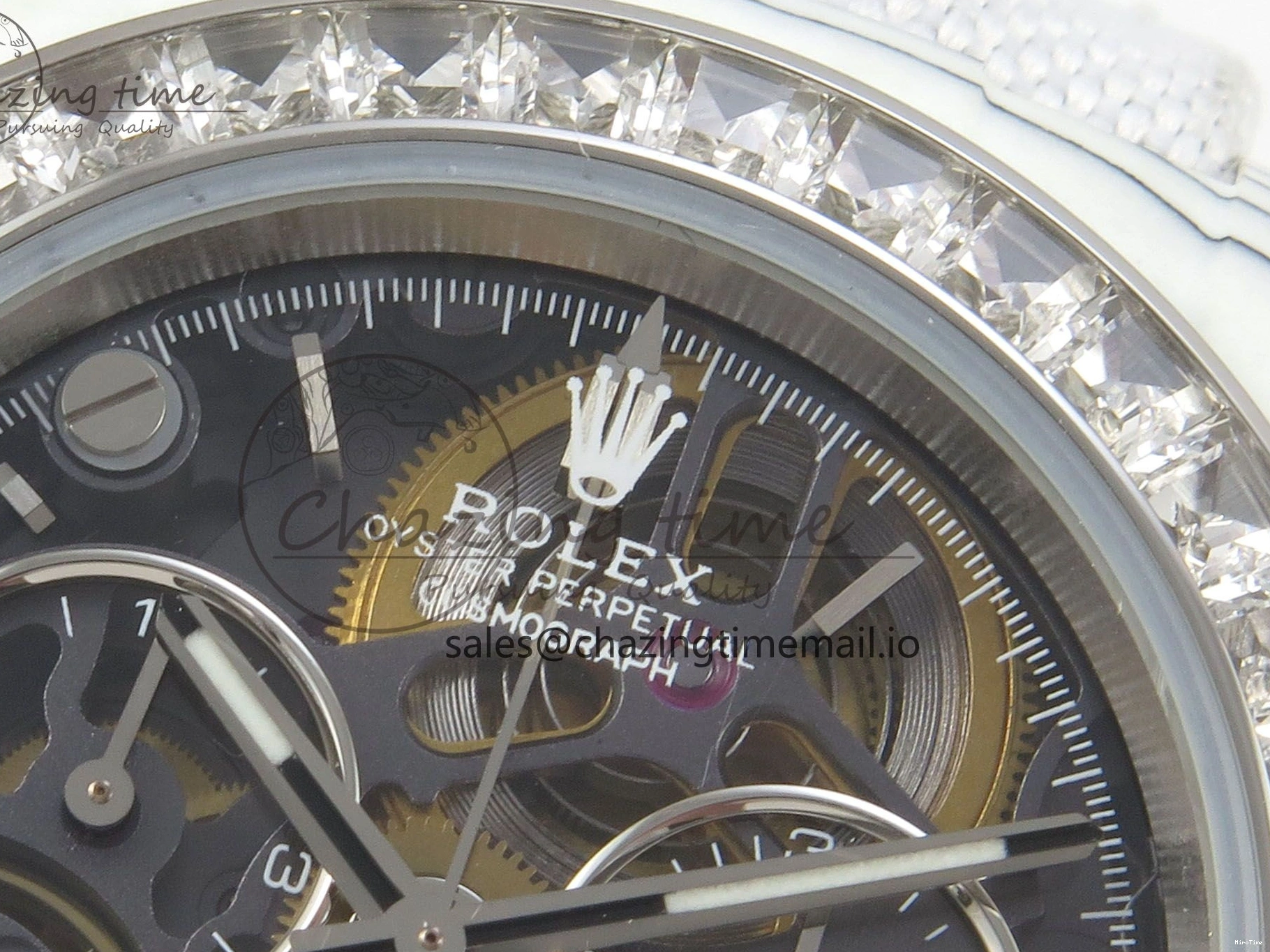 MiroTime 0110 Daytona Cosmograph White Carbon MPF Best Blaken Skeleton Dial on White Nylon Strap A FreshLook 314